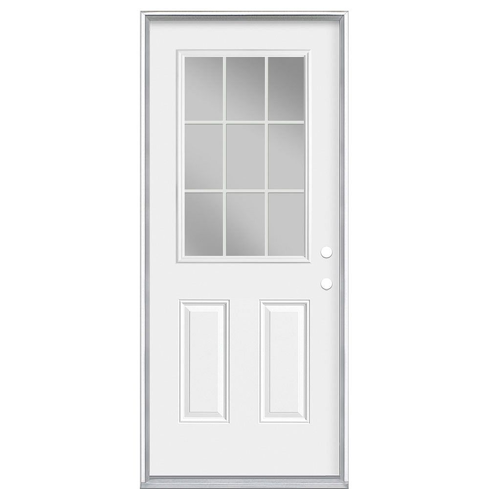 Masonite 34-inch x 80-inch Craftsman 9 Lite Primed Smooth Fibreglass ...