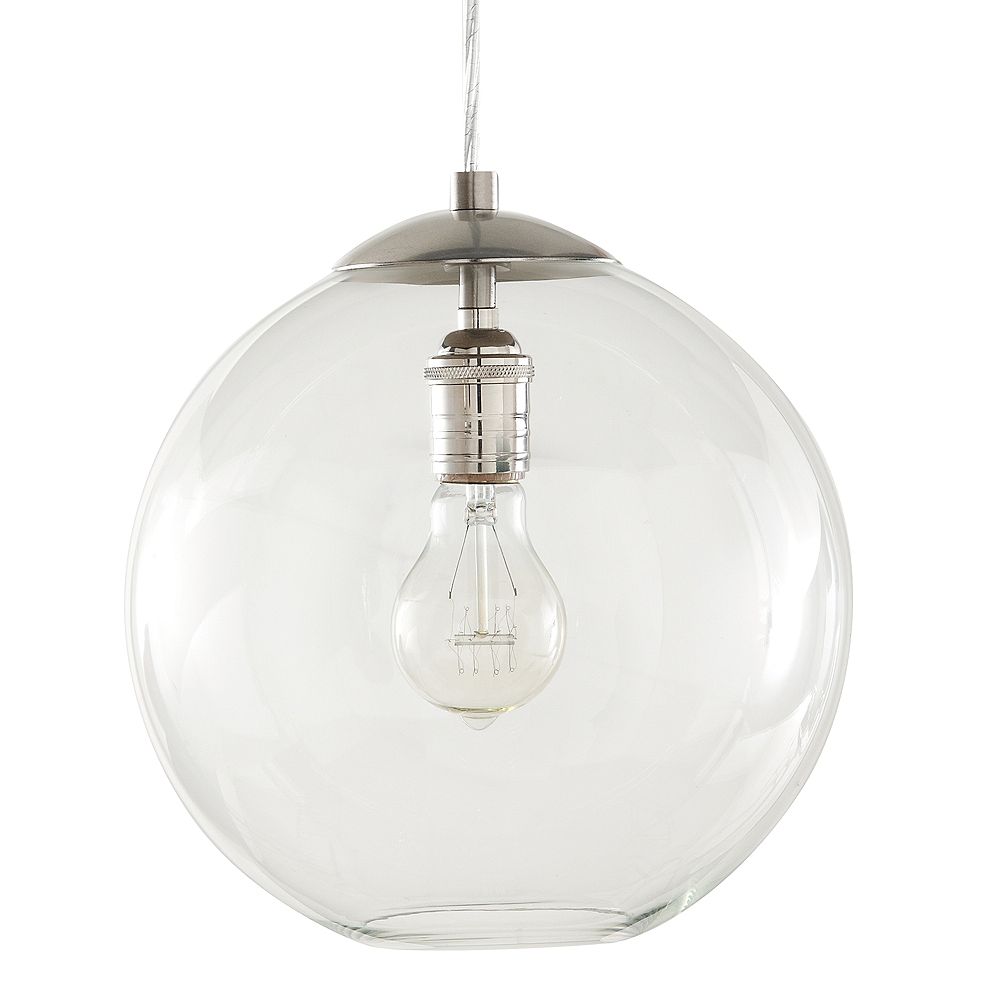 Home Decorators Collection 1 Light 60w Brushed Nickel Globe Pendant With Glass Shade The Depot Canada Light 60w Brushed Nickel Globe Pendant, Pendant Light Bulbs Home Depot