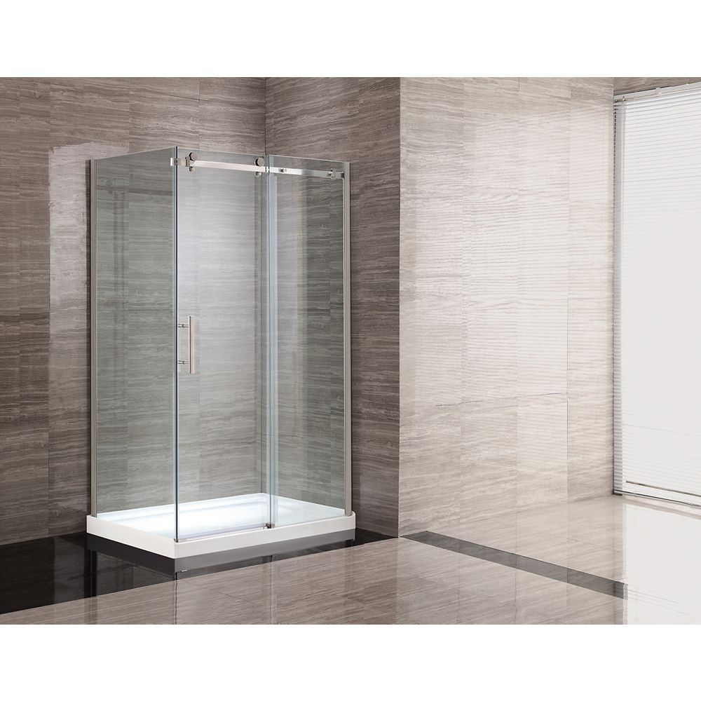 Ove Decors Kelsey 48Inch Shower Stall in White with Sliding Door The Home Depot Canada