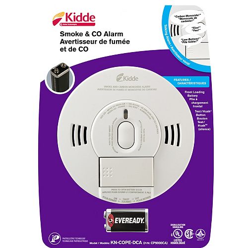 Battery Operated Combination Smoke and CO Alarm with Front Load Battery and Voice Warning