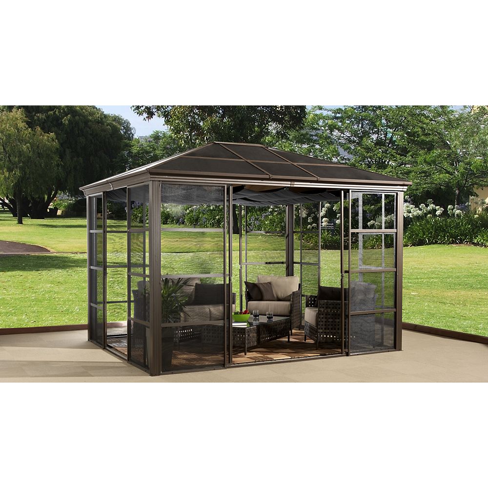 Sojag Stockton 10 ft. x 12 ft. Solarium with Sliding Doors in Bronze ...