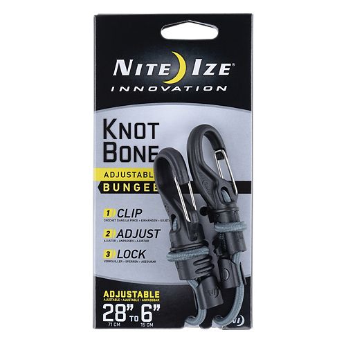 Nite Ize KnotBone Adjustable Bungee Cord, With Carabiner Clip Ends + Adjustable Length, Size #5