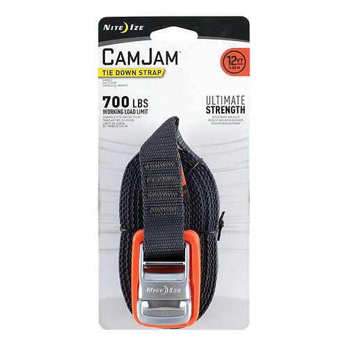 Nite Ize CamJam Tie Down Strap, Zinc Alloy Buckle + Strong Webbing, 700LB Load Limit, 12 FT Webbing