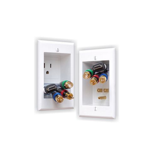 In-Wall Power Connection Kit with Single Power and Cable Management for Wall Mounted HDTV