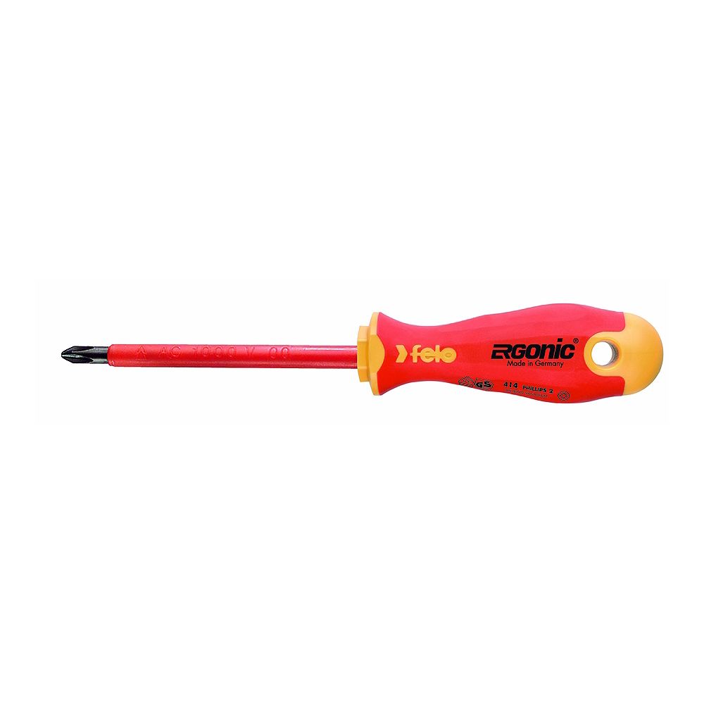 Felo 2 x 100mm, VDE 1,000V Insulated Screwdriver with Ergonic Handle PH