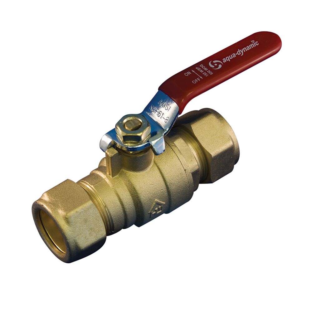 AquaDynamic Ball Valve 3/4 Inch Brass Compression x Compression Lead Free The Home