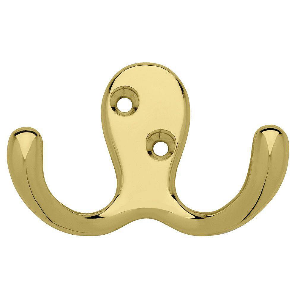 Liberty Double Prong Robe Hook Polished Brass The Home Depot Canada