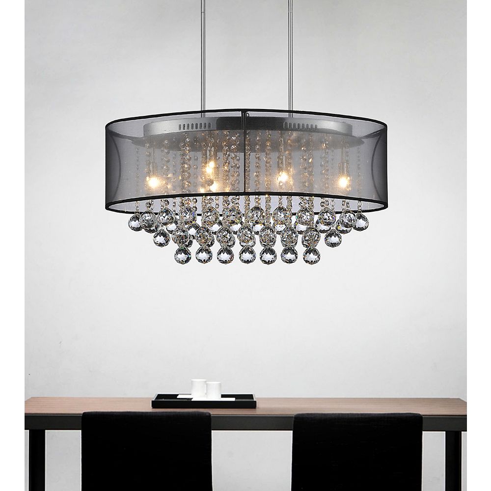 CWI Lighting Oval 26 Inch Pendent Chandelier with Black Shade | The ...