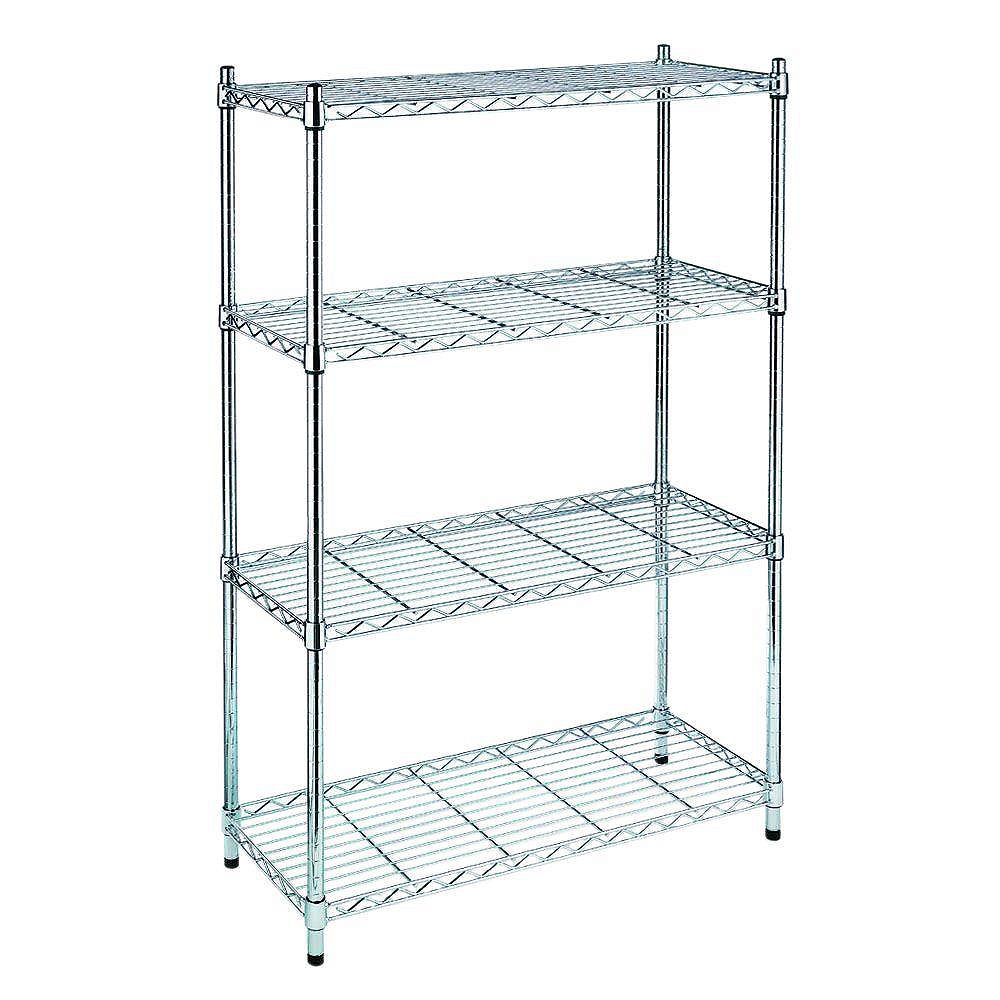 HDX Étagère chromée à 4 tablettes, 36 po L x 14 po P x 54 po H Home Depot Canada