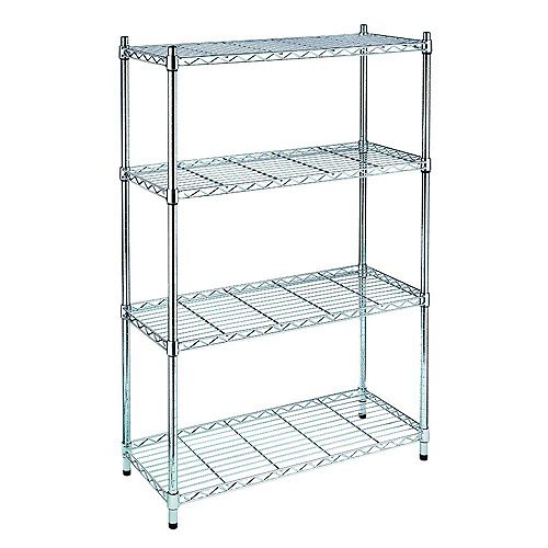 54 inch H x 36 inch W x 14 inch D 4-Tier Storage Unit in Chrome