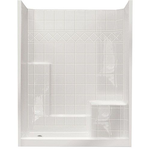 MAAX Iris II 34 pouces x 34 pouces x 76 pouces Cabine de douche ronde en blanc Home Depot Canada
