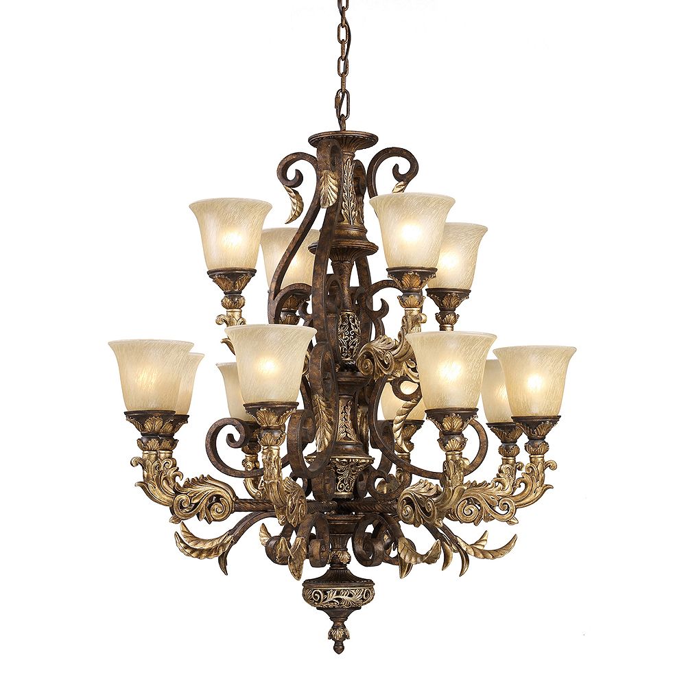 Titan Lighting 12 Light Ceiling Mount Burnt Bronze Chandelier | The