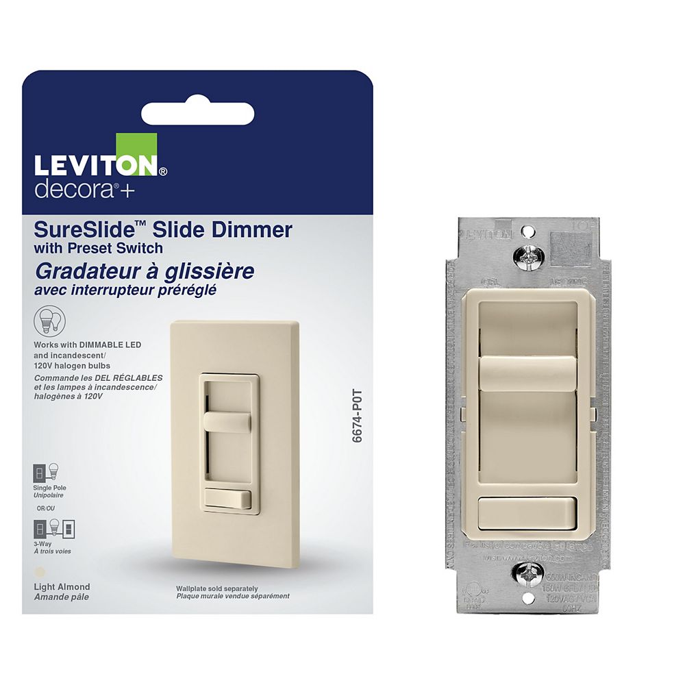 Leviton SureSlide Universal Slide Dimmer with Preset in OffWhite The
