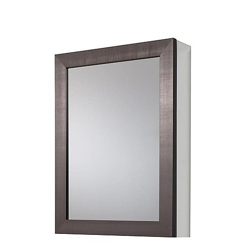 20-inch x 26 in Framed Aluminum Recessed or Surface-Mount Bathroom Medicine Cabinet in Coppered Pewter