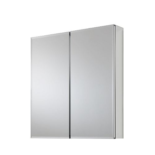 Glacier Bay 24-inch x 26-inch Recessed or Surface Mount Medicine Cabinet with Bi-View Beveled Mirror in Silver