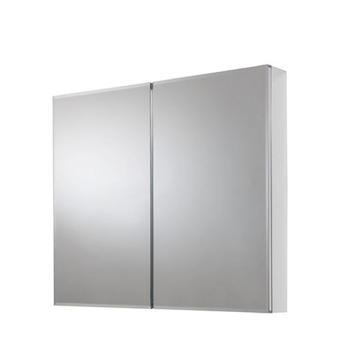 30-inch x 24-inch Recessed or Surface Mount Medicine Cabinet with Bi-View Beveled Mirror in Silver