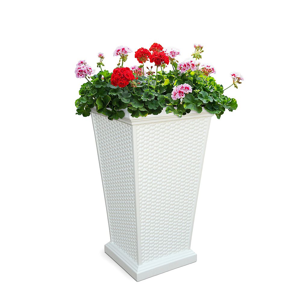 Mayne Wellington Tall Planter in White The Home Depot Canada