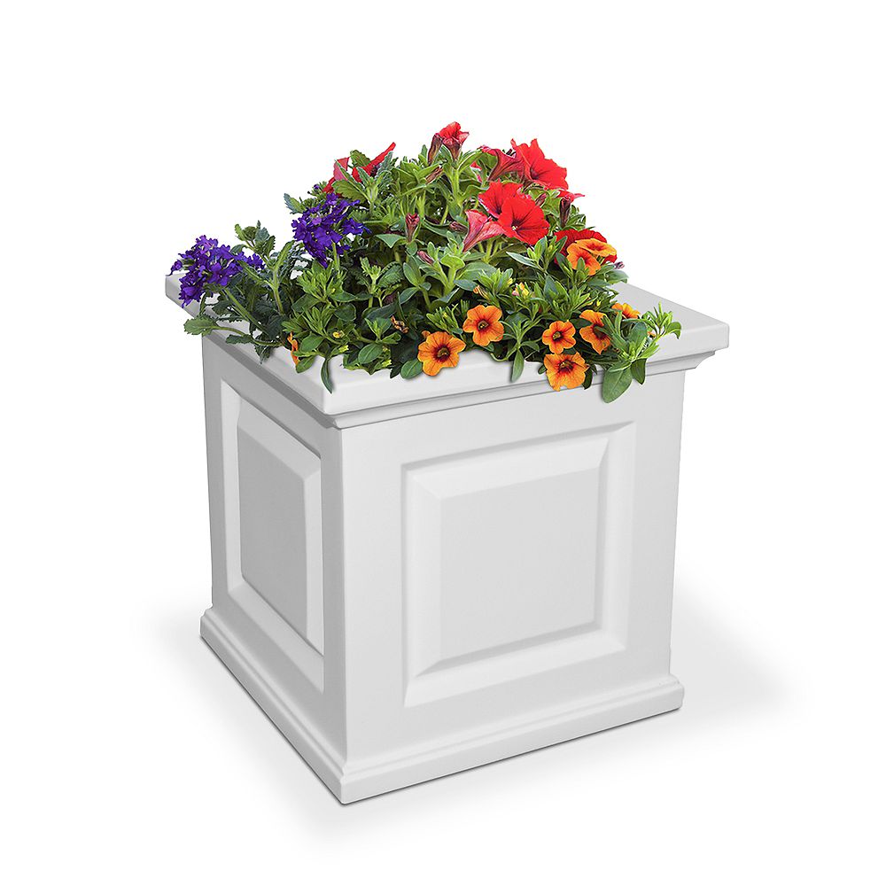 mayne nantucket 16-inch x 16-inch planter in white | the home depot canada