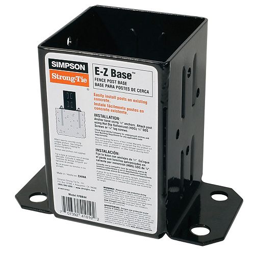 E-Z Base 12-Gauge Black Powder-Coated Post Base for 4x4