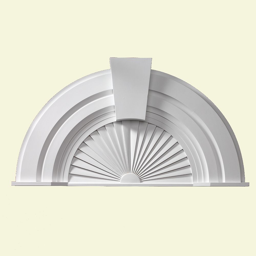 Fypon 56 Inch x 301/16 Inch x 23/4 Inch Half Round Sunburst Pediment