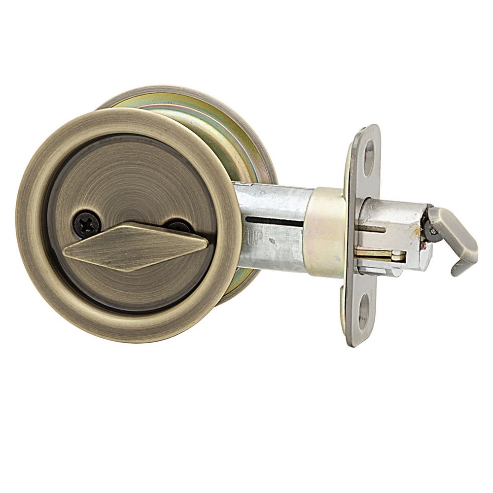 Weiser 1031 Antique Brass Round Pocket Door Privacy Lock | The Home ...