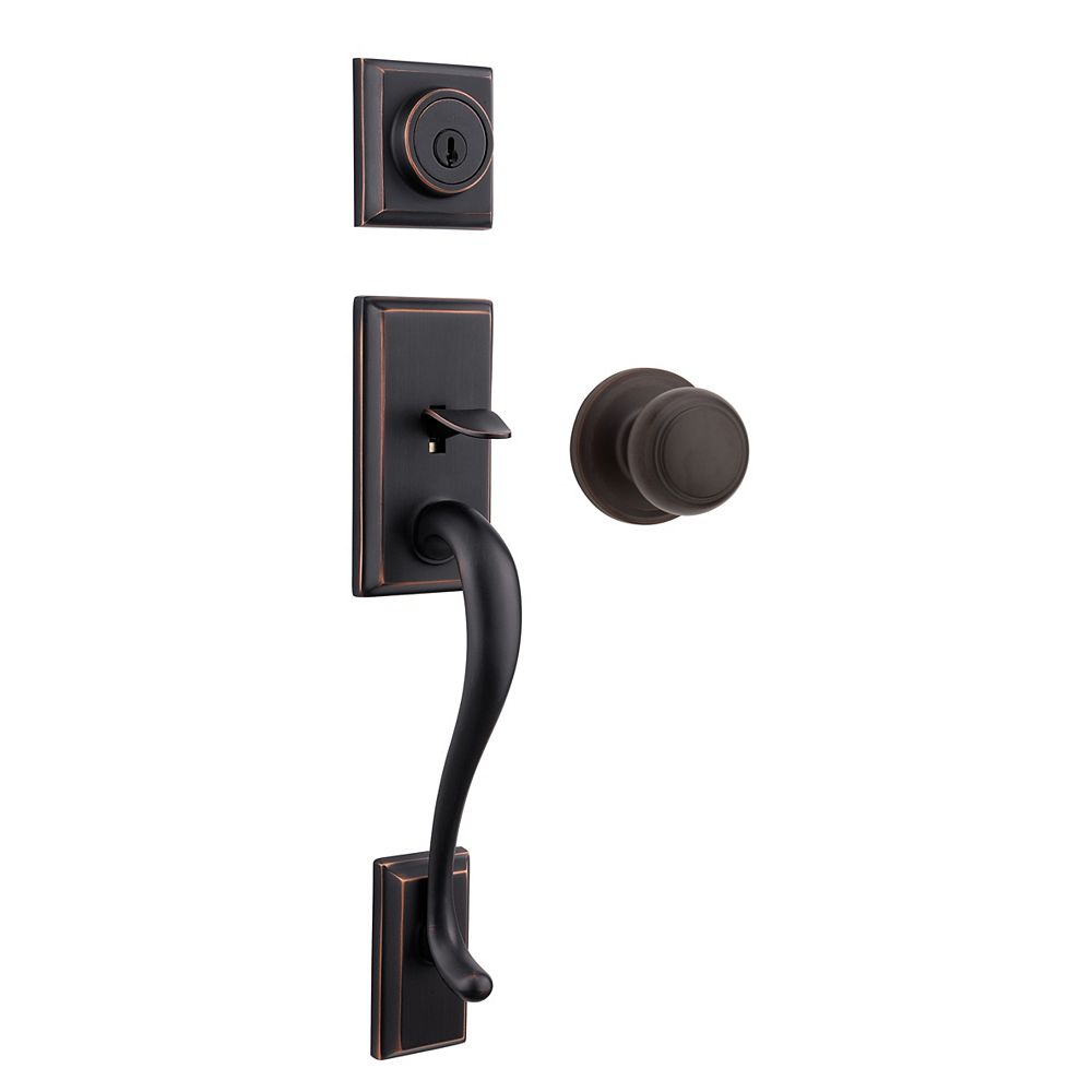 Weiser Hawthorne Single Cylinder Bronze Handle Set with Troy