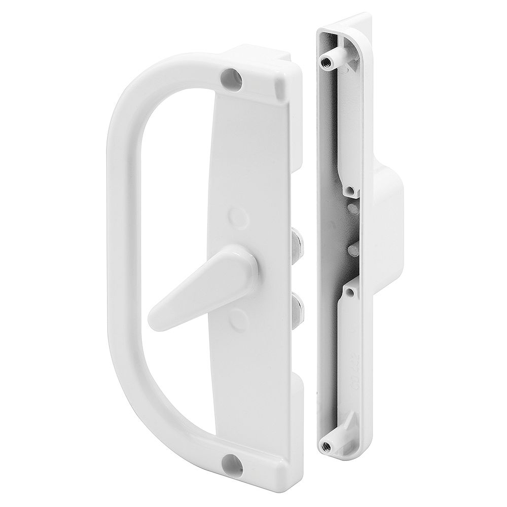 PrimeLine Patio Door Handle Set, 69/16 in., Diecast, White, Dual Hook AntiLift The Home