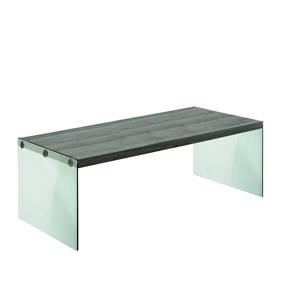 Monarch Specialties Tempered Glass Coffee Table with Dark ...