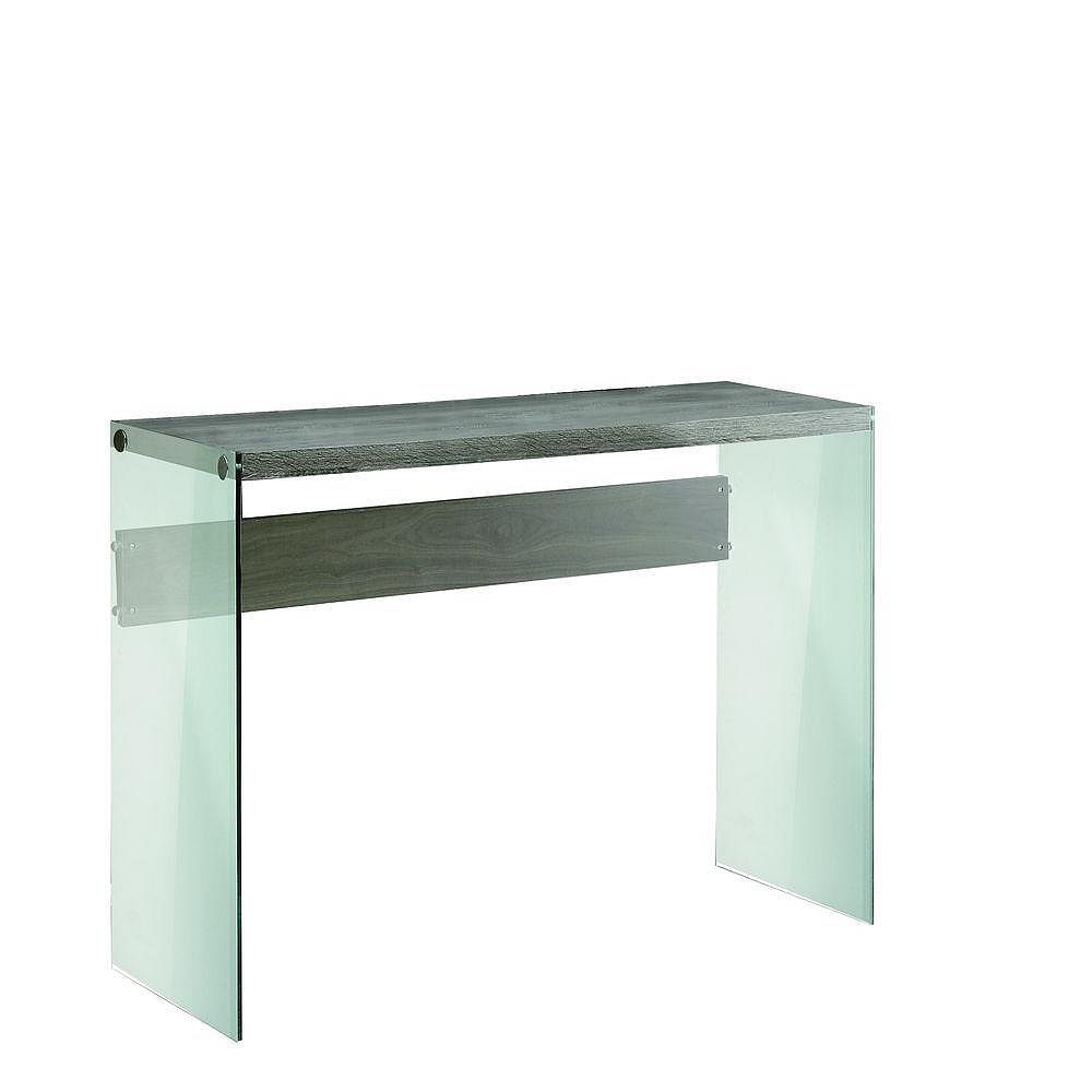 Monarch Specialties Tempered Glass Console Table With Dark Taupe Top The Home Depot Canada