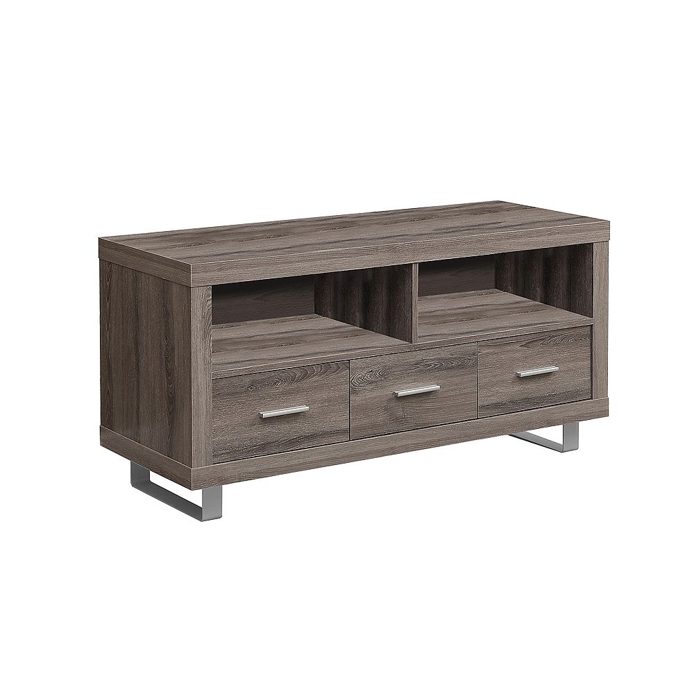 Monarch Specialties Tv Stand 48 inch L / Dark Taupe With 3 Drawers