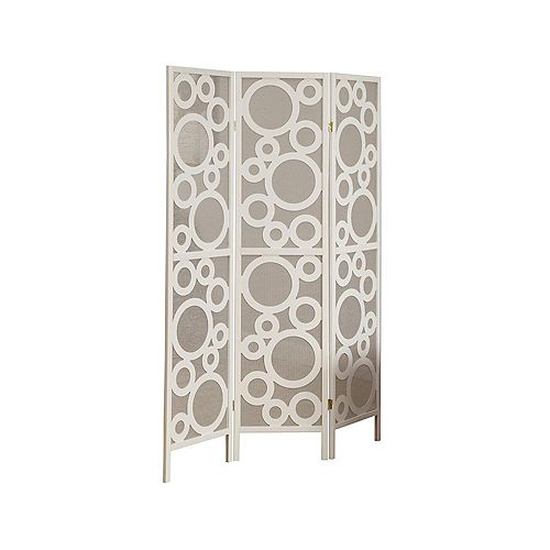 Folding Screen - 3 Panel / White Frame " Bubble Design "