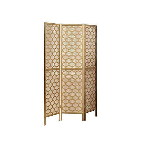 Folding Screen - 3 Panel / Gold Frame " Lantern Design "