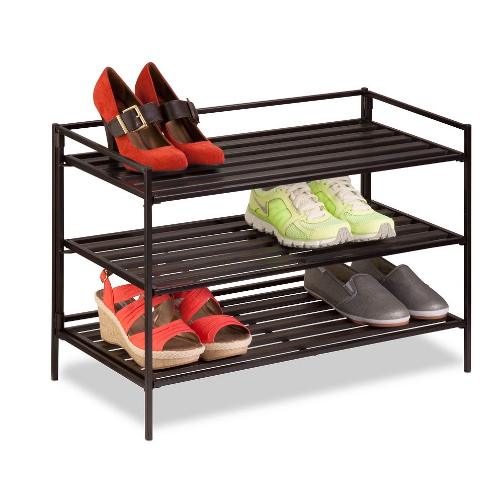 Honey Can Do 3 Tier Stackable Shoe Rack In Espresso The Home Depot Canada