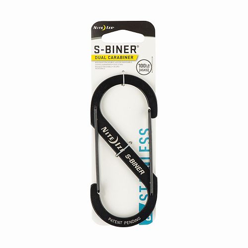 Nite Ize Size-5 S-Biner Dual Carabiner, Stainless Steel, Black