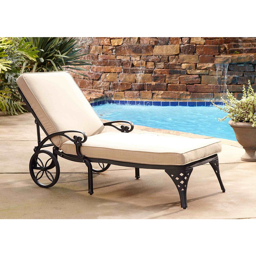 Home Styles Biscayne Black Chaise Lounge Chair Taupe