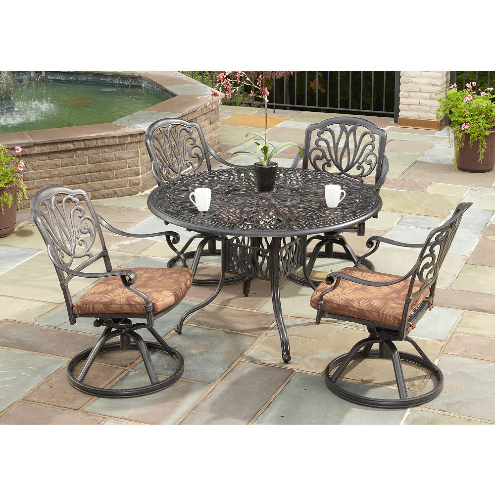 Floral Blossom 5-Piece Patio Dining Set with 42-inch Round ...