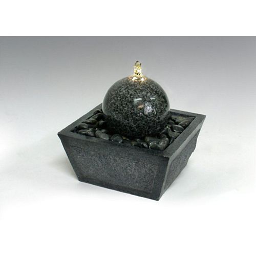 Illuminated Relaxation Fountain with Granite Ball and Natural Stones