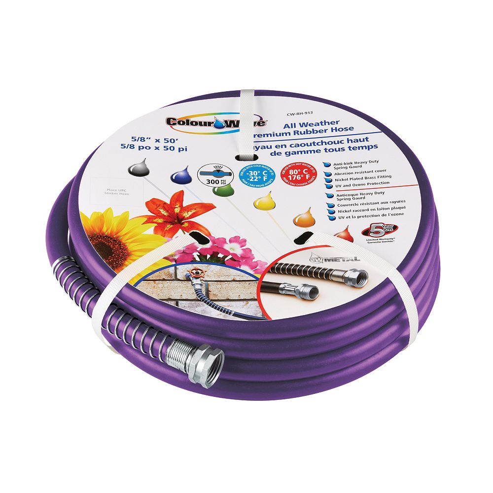 Colourwave 5/8" x 50' Premium Rubber Garden Hose Purple The Home Depot Canada