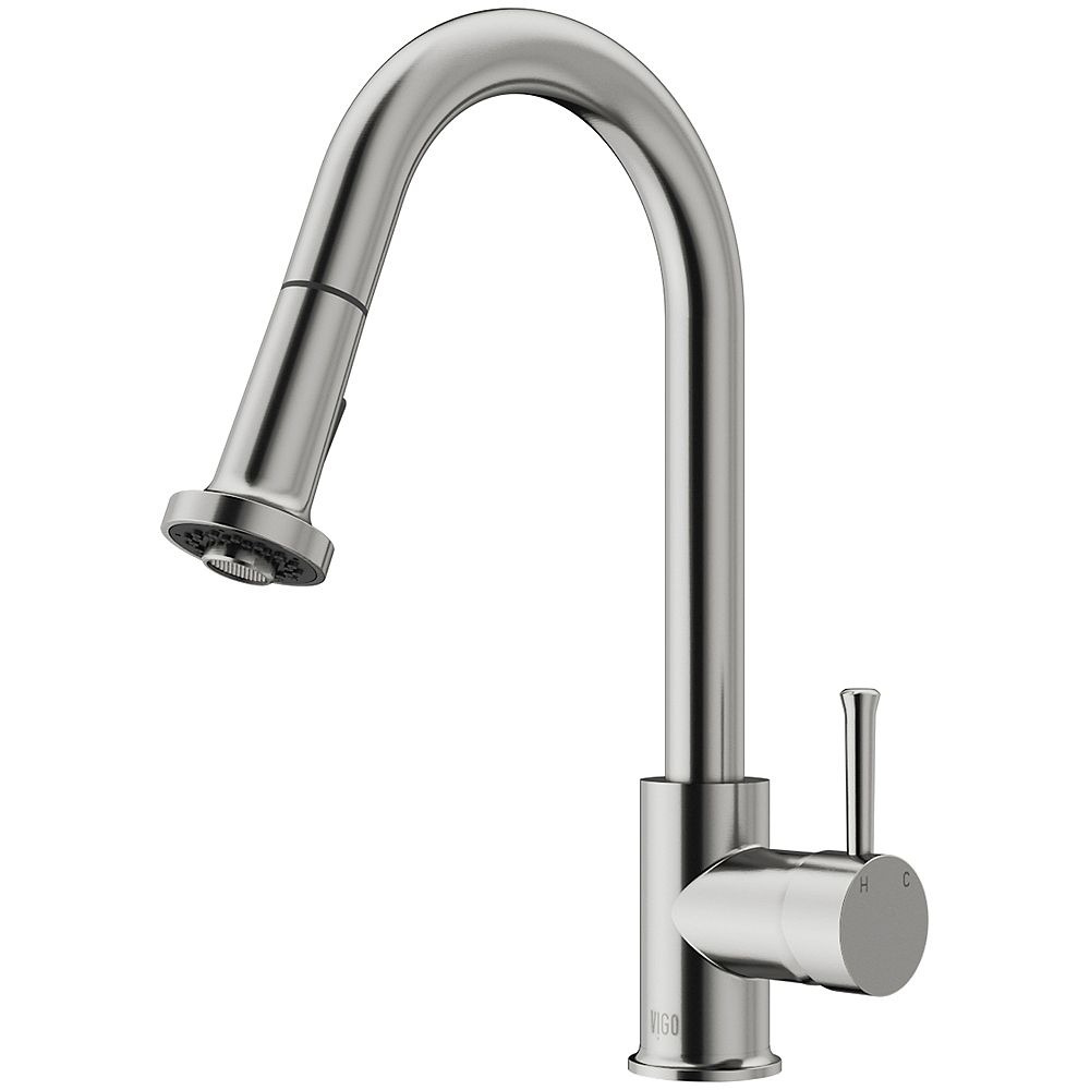 VIGO Harrison Single-Handle Pull-Down Sprayer Kitchen Faucet in Home Depot Stainless Steel Faucet