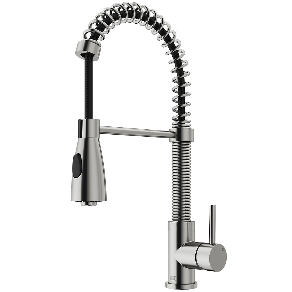 VIGO Brant Single-Handle Pull-Down Sprayer Kitchen Faucet in Stainless Stainless Steel Kitchen Faucet With Pulldown Spray