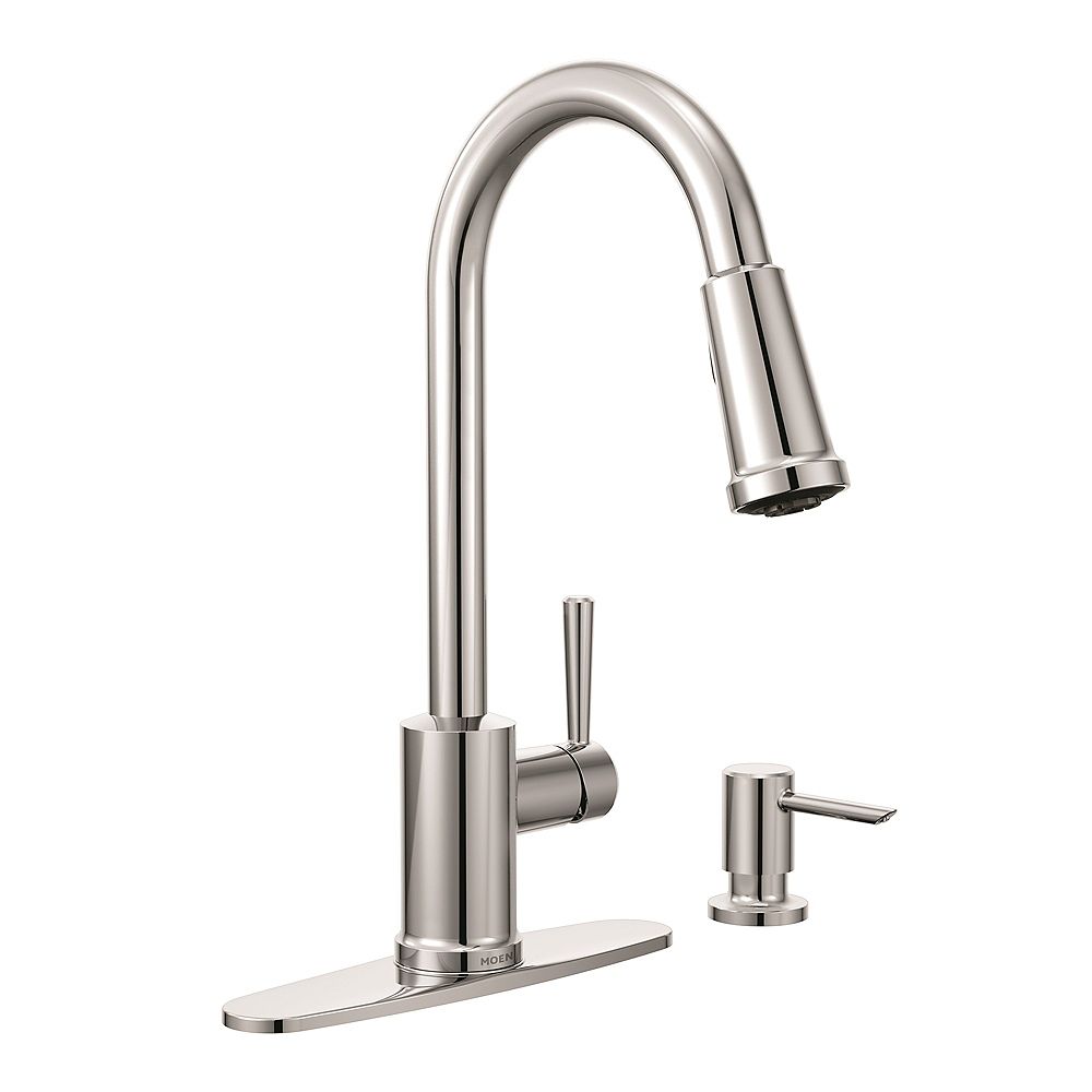 Moen Indi Single Handle Pull Down Sprayer Kitchen Faucet With Power Cleantm In Chrome The Home Depot Canada