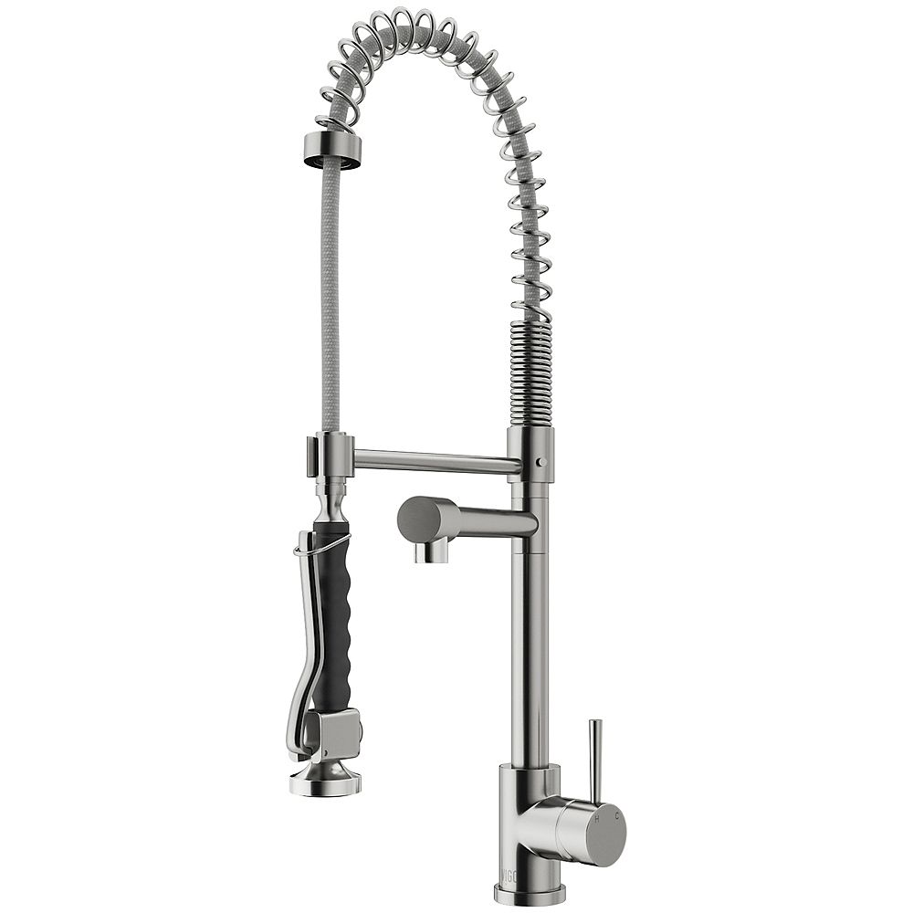 Vigo Zurich Single Handle Pull Down Sprayer Kitchen Faucet In Stainless Steel The Home Depot Canada