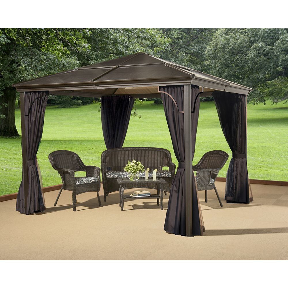 Sojag Sumatra 10 ft. x 14 ft. Hard Top Sun Shelter Gazebo in Brown and