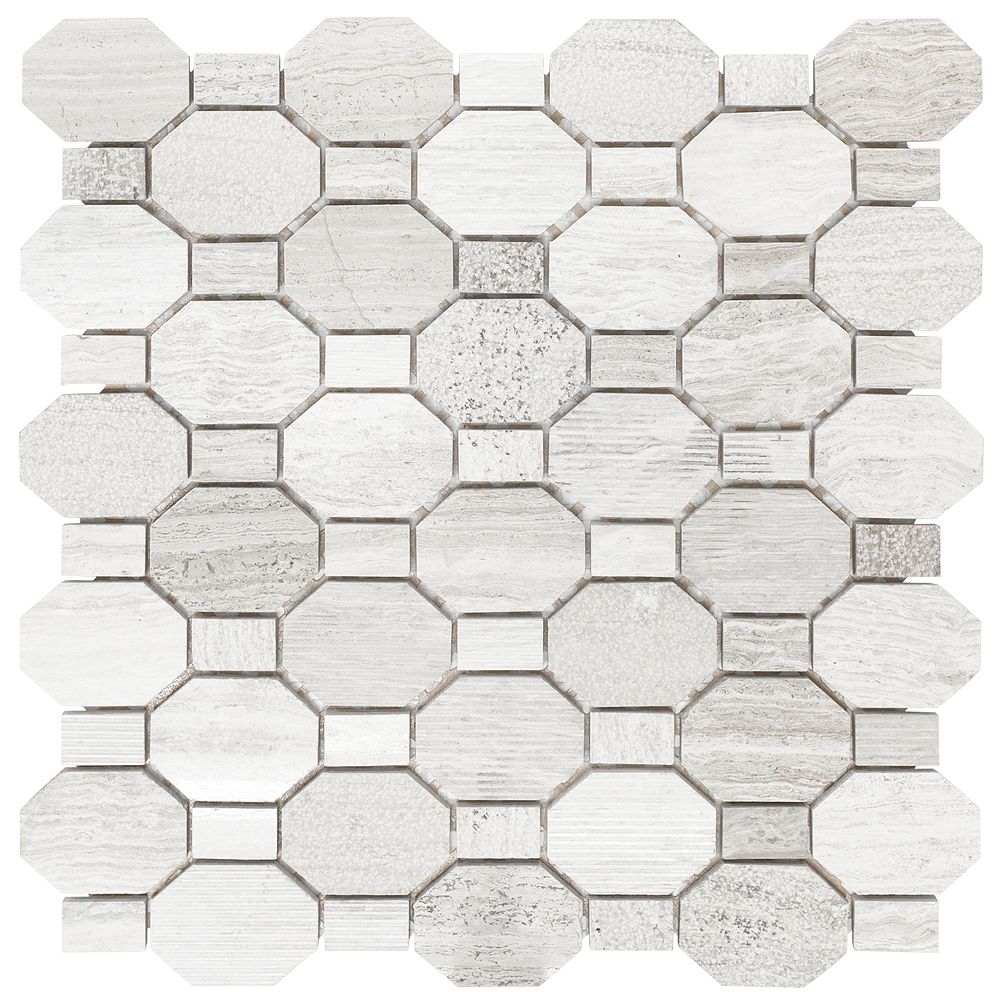HDG 12Inch x 12Inch x .31Inch Marble Mosaic Wall Tile in Crisp