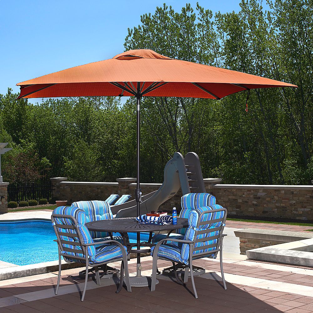 Island Umbrella Caspian 8 Ft X 10 Ft Rectangular Market Umbrella In Terra Cotta Olefin The Home Depot Canada