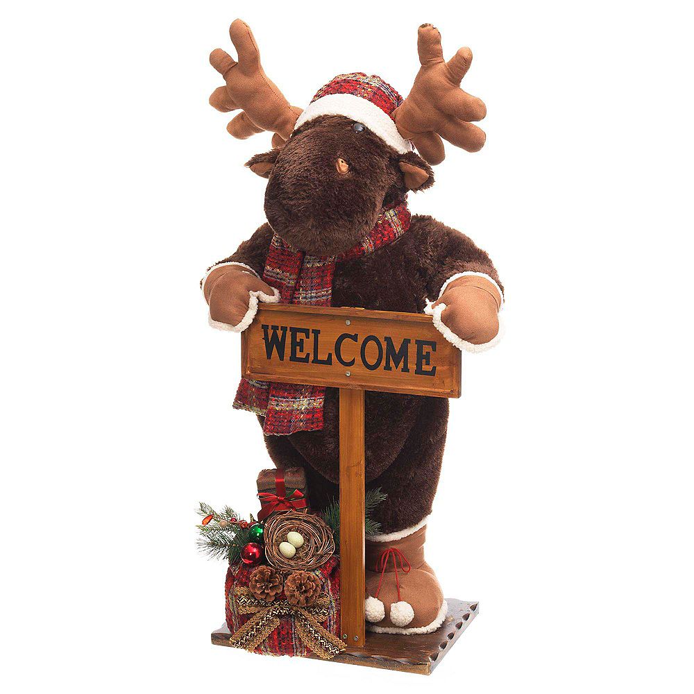 Home Accents 36inch Holiday Plush Moose with Sign The Home
