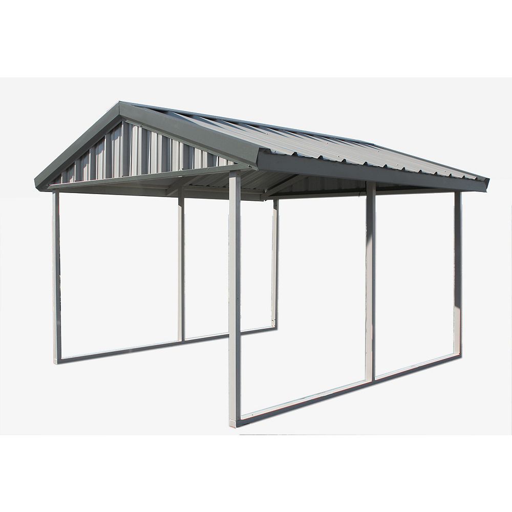 Premium Canopy 12 Ft X 20 Ft Carport With Enclosure Kit The Home Depot Canada