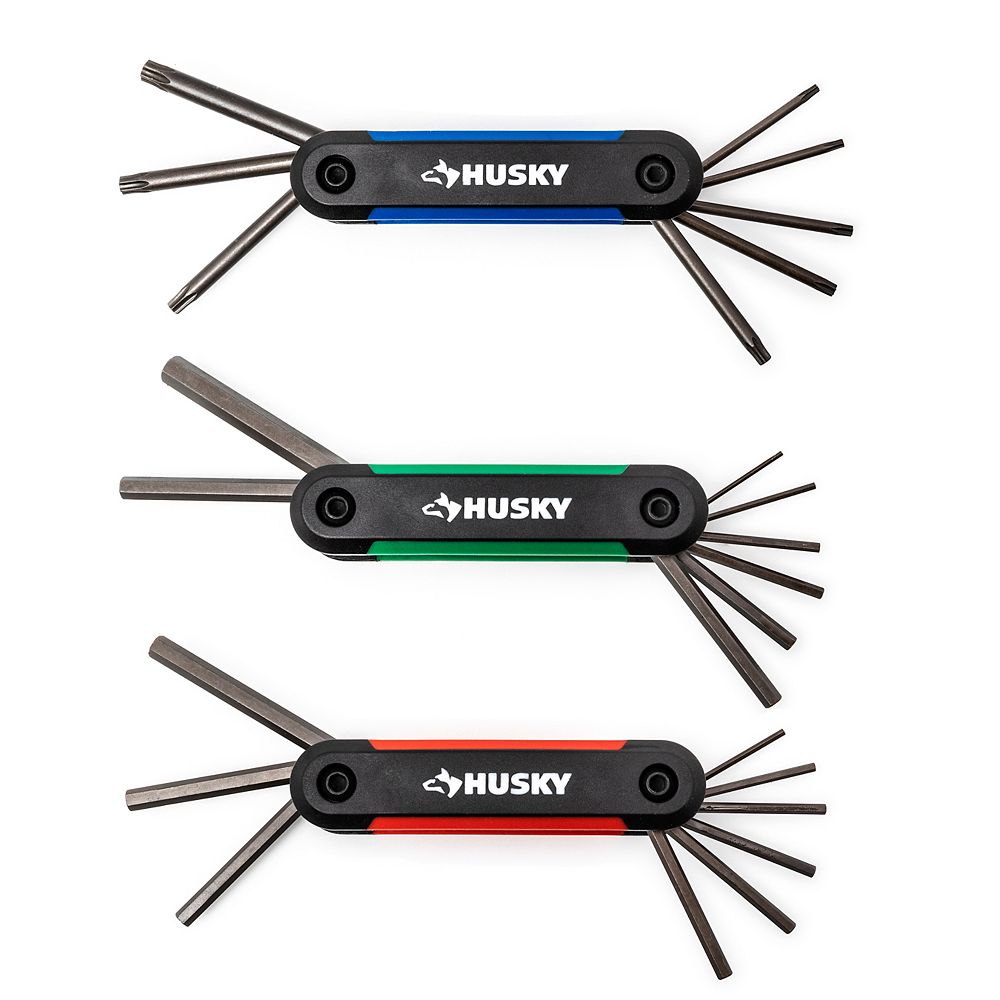Husky SAE/Metric Folding Hex Key Set With Bonus Torx Set (3Piece