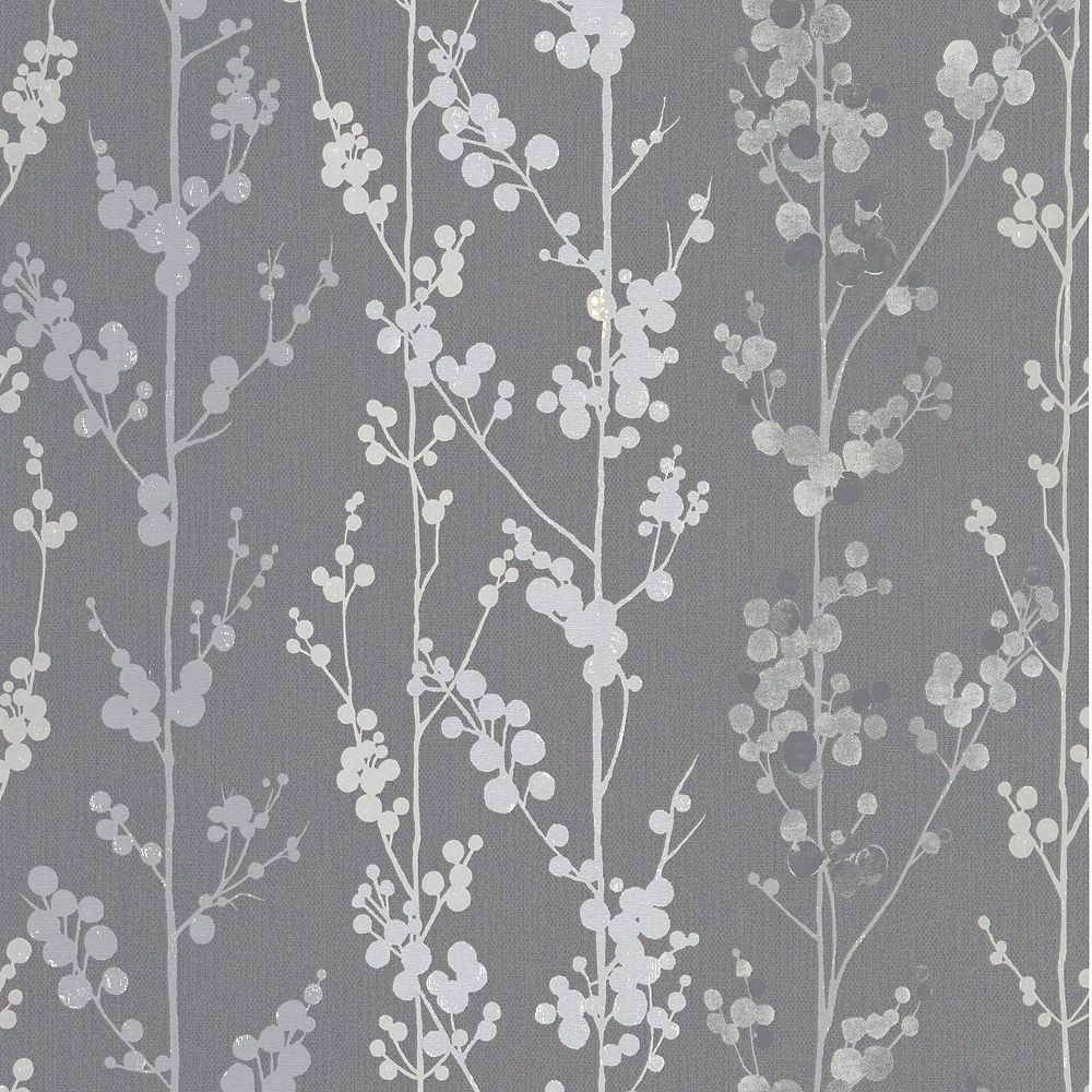 Graham & Brown Berries Grey/Silver Wallpaper The Home Depot Canada