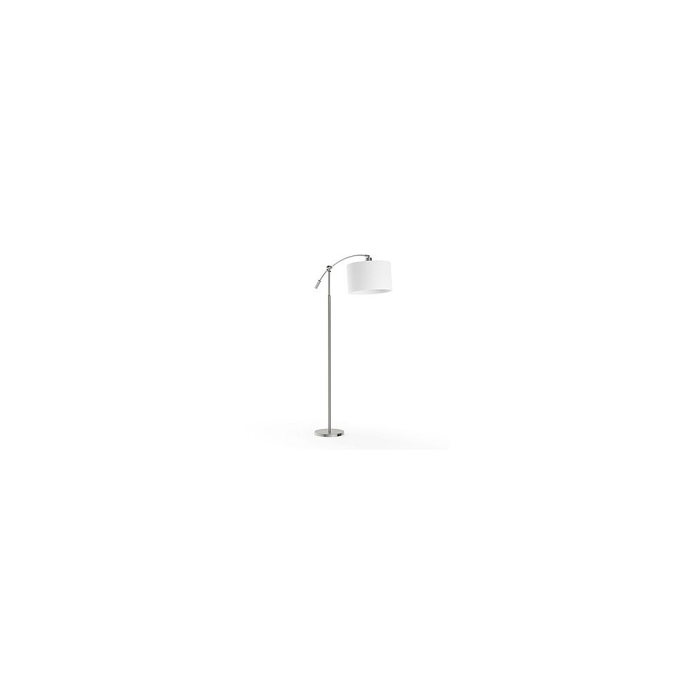 Hampton Bay 63 75 Inch Brushed Steel Adjustable Height Arc Lamp With White Fabric Shade The Home Depot Canada